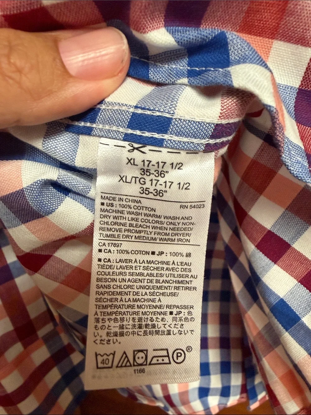 Banana Republic Red, Blue & White Check Dress Shirt